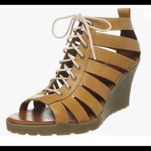 Dr. Marten’s Tan Strappy Wedge Heels Sandals